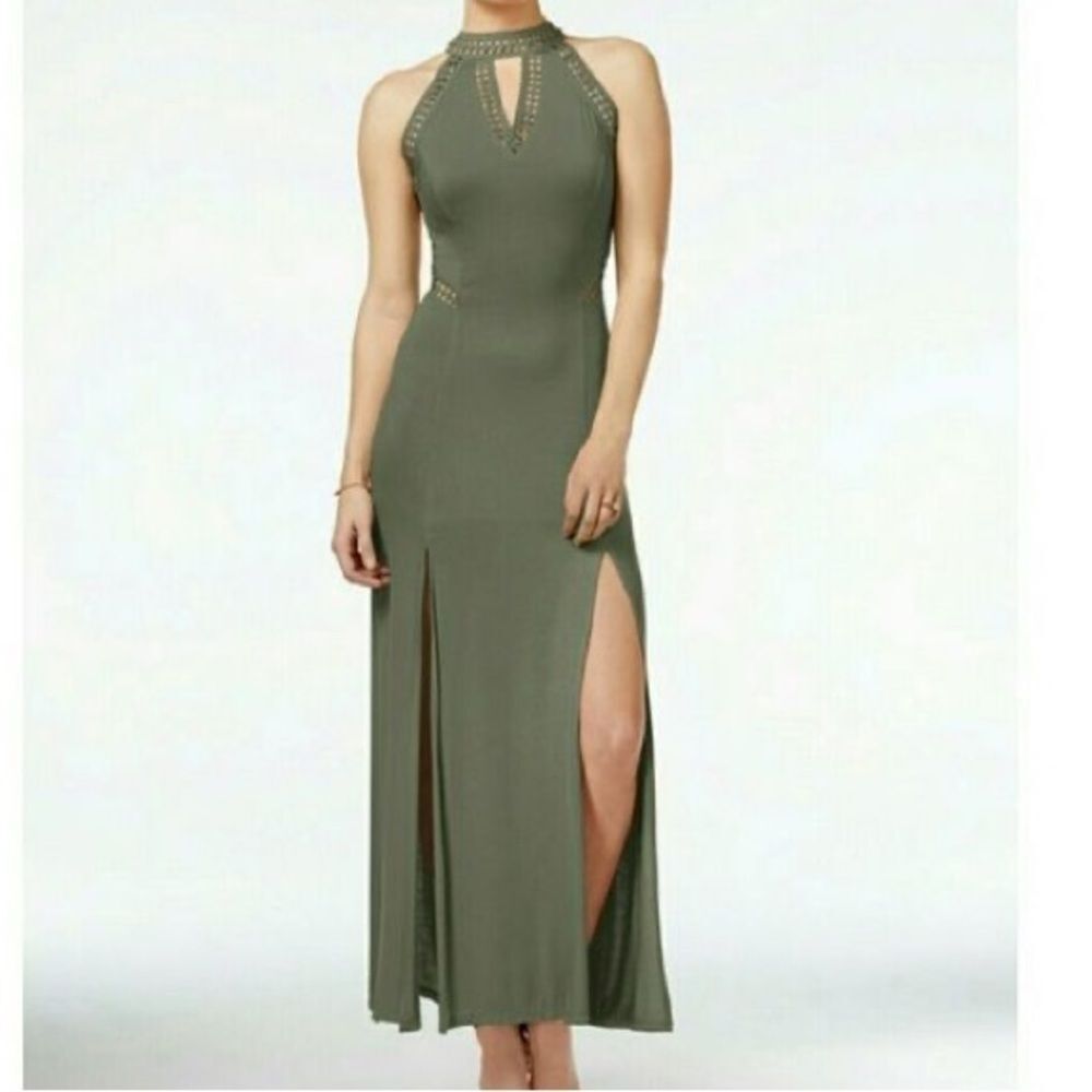 Guess Juliana Crochet Green Double Split Hem Sleeveless Maxi Dress Size S NWT